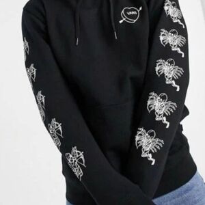 Vans Love Hate Hoodie Sweatshirt Black Medium VN0A54AHBLK